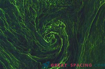 Satellit fångar bubbelpool av gröna alger