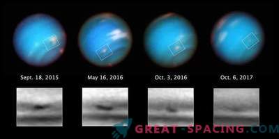 Hubble tittar på Neptunes underliga storm
