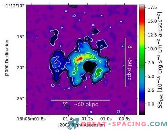 Lyman alfa-utstötning runt kvasar J1605-0112