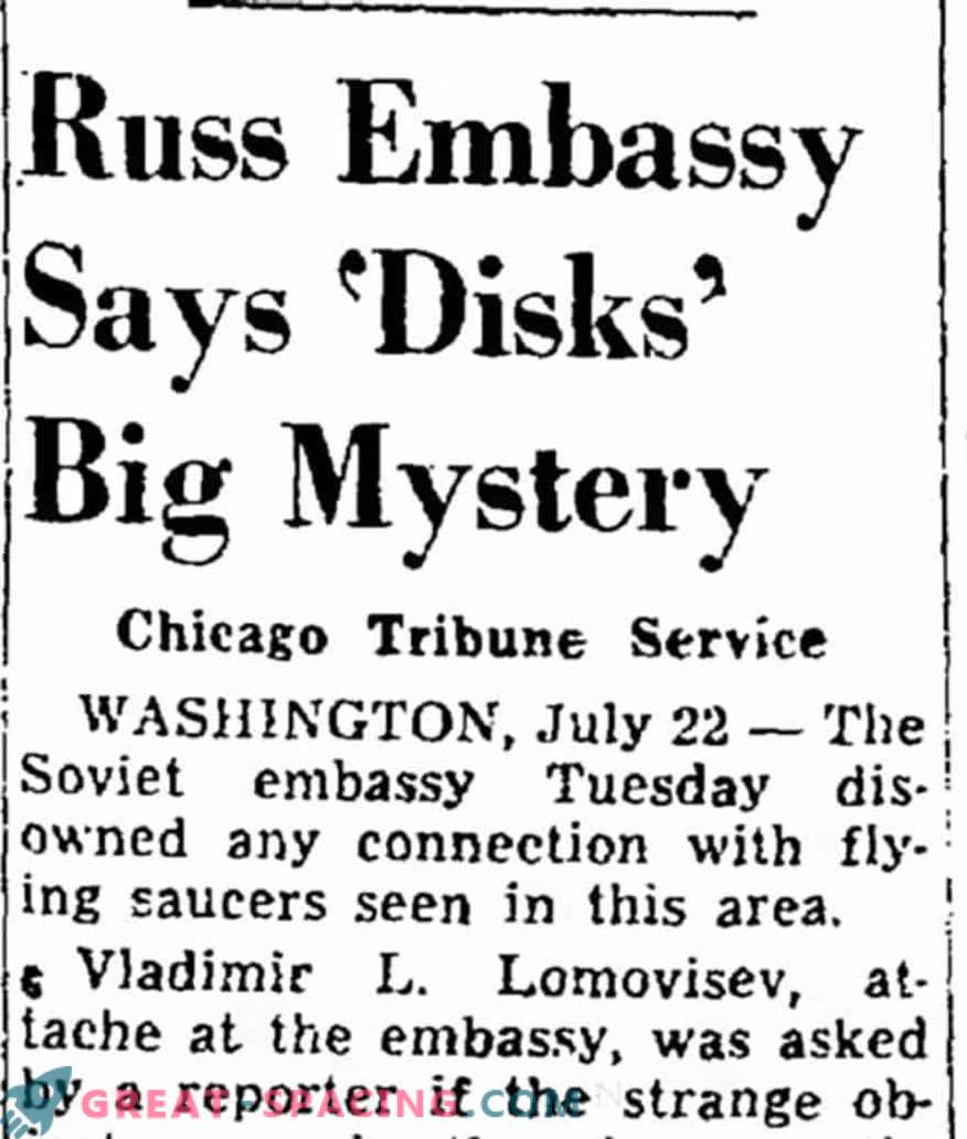 Kā aprakstīts 1952. gadā neidentificētos objektos Vašingtonā. Laikrakstu raksti