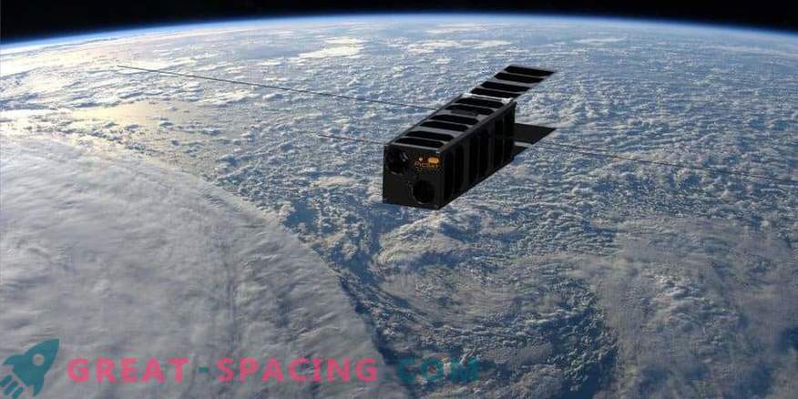 En liten satellit sondrar en avlägsen planet