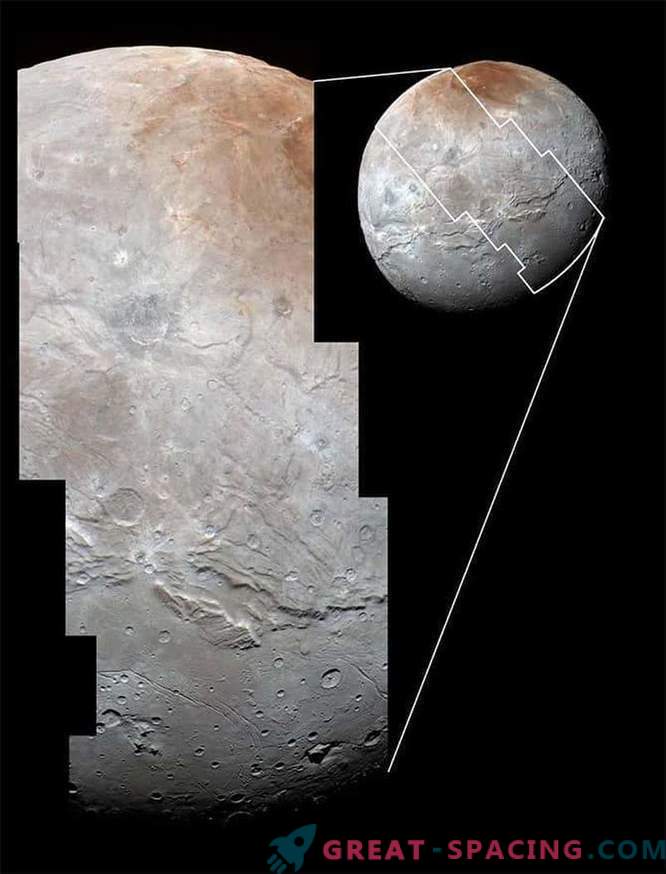 Pluto s satellit Charon: misshandlad, rubbad, men vacker
